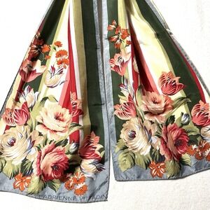 Adrienne Vittadini Silk Scarf 11" X 52"‎ Moody Garden Floral Designer Bouquet